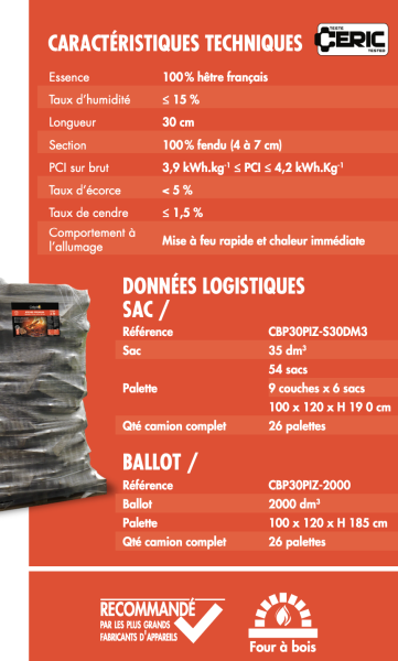 Bûches premium, cuisson au feu de bois